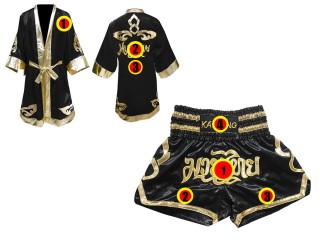 Personalized Boxing Robe and Muay Thai Shorts : Black