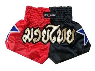 Boxsense Kids Muay Thai Shorts Black and Red : BXSKID-004